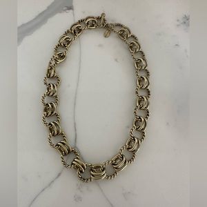 Heidi Daus double link chain choker necklace. Chunky gold tone links.